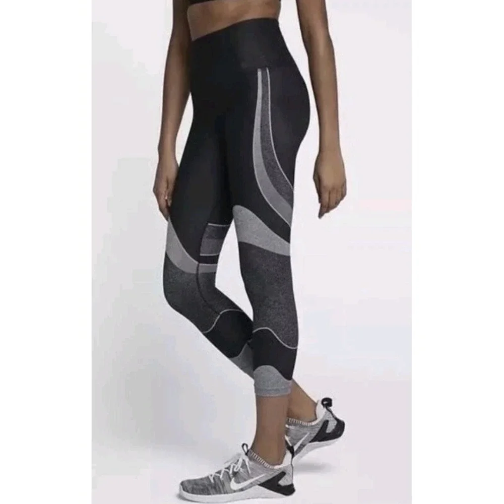Nike Zonal Strength Sculpt Power Lux High Rise Leggings Black Gray Sz XS Womans